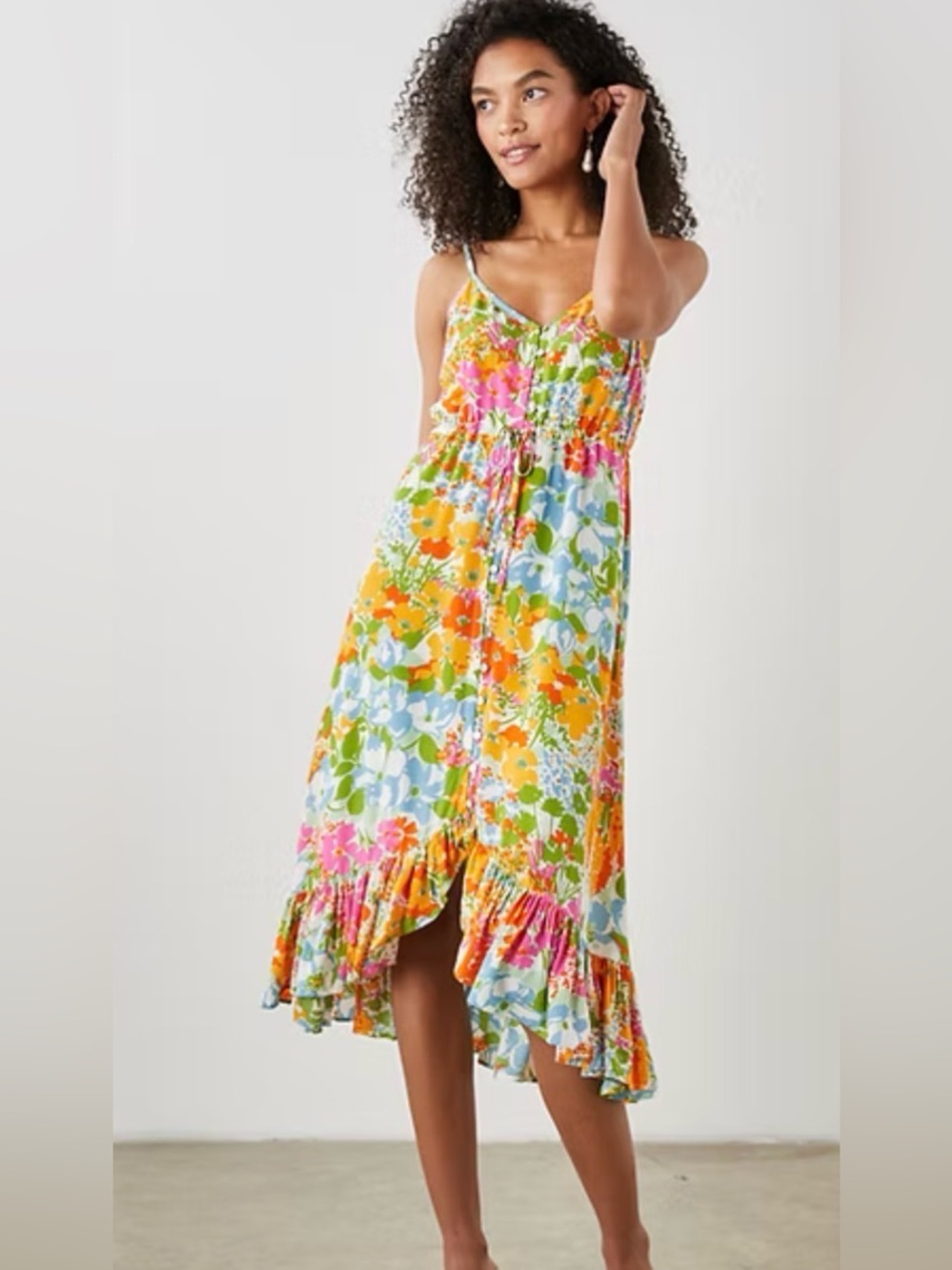 Rails Frida Floral High-Low Midi Dress in Day Garden - XS NWOT
